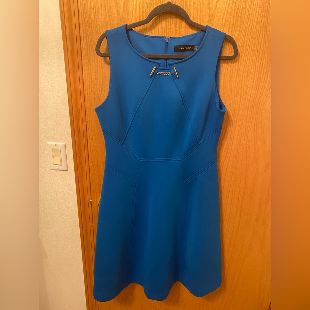Ivanka trump size 12 dark teal dress with gold accents